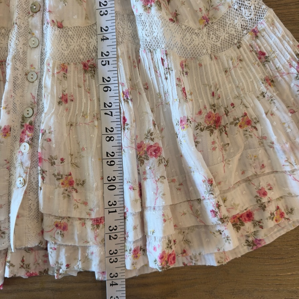 NEW Love Shack Fancy Calia Long Sleeve Mini Dress-Ivy Blush Floral-Womens Sze XS - Picture 11 of 16